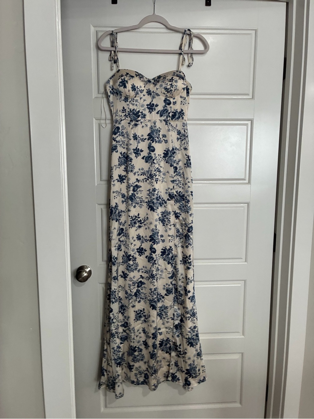 Windsor Cream Maxi Dress with Blue Floral Print